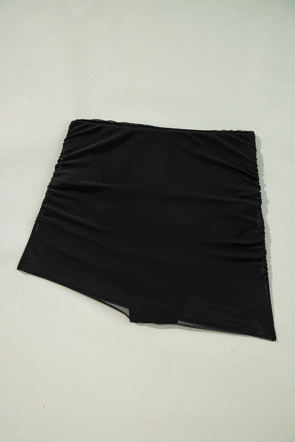 Black Pleated Mesh One Shoulder Bikini Top and Skirts Set Bikinis JT's Designer Fashion