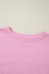 Bonbon Color Block Exposed Seam Side Slits Crewneck Sweatshirt Sweatshirts & Hoodies JT's Designer Fashion