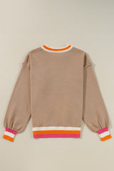 Parchment Colorblock Striped Trim Drop Shoulder Sweater Sweaters JT's Designer Fashion