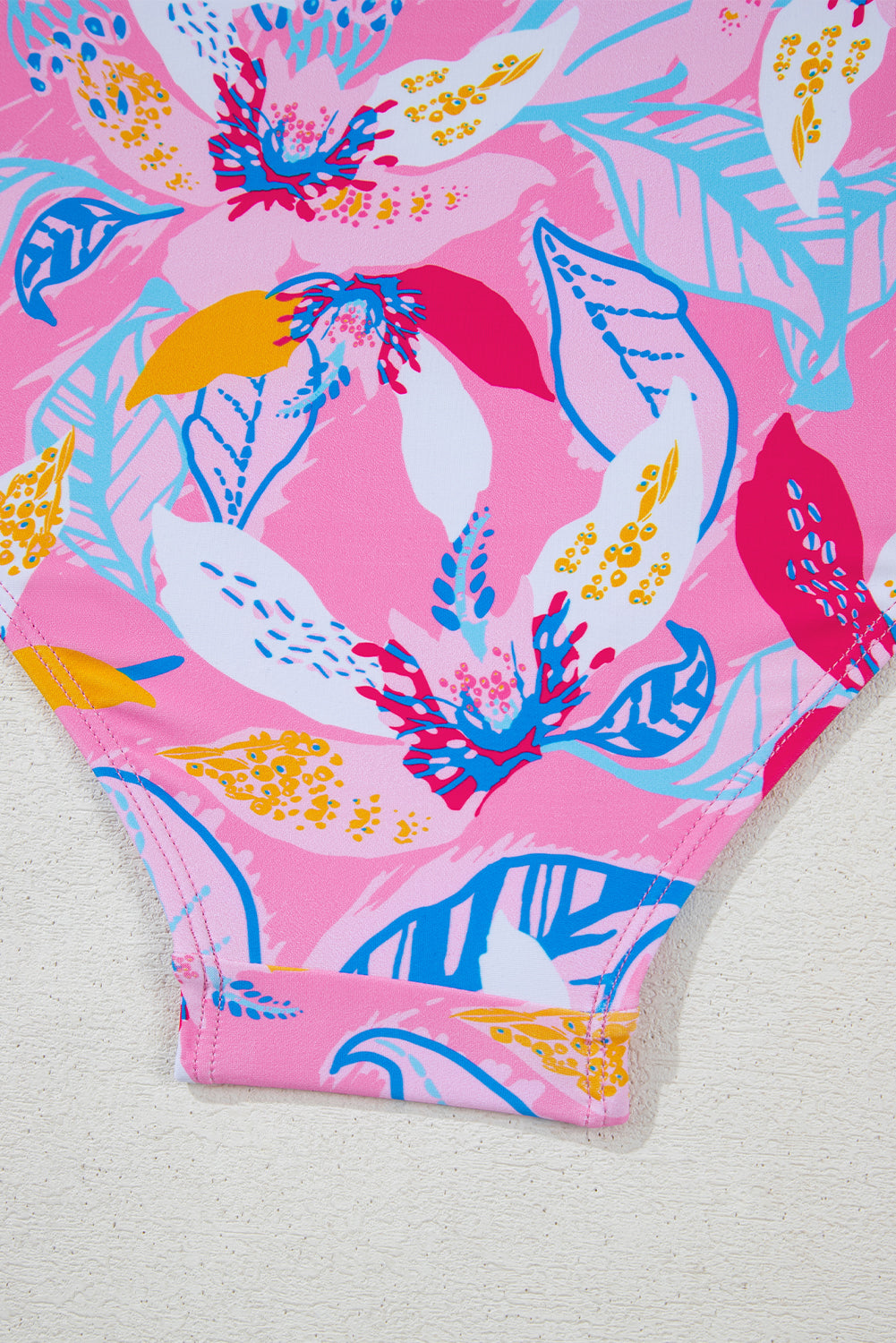 Pink Floral Printed Halter Neck High Waist Bikini High Waisted Swimsuit JT's Designer Fashion