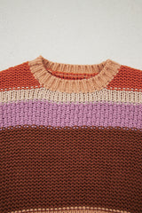 Multicolour Cropped Colorblock Drop Shoulder Knitted Sweater Sweaters JT's Designer Fashion