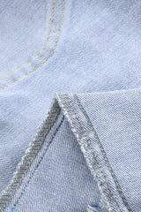 Sky Blue Ripped Tassel Bermuda Denim Shorts Denim Shorts JT's Designer Fashion