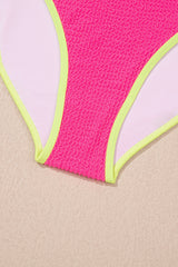 Rose Red Color Block High Waisted Sexy Bikini Set High Waisted Swimsuit JT's Designer Fashion