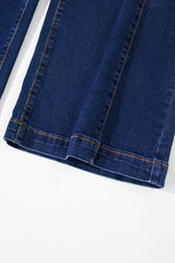 Navy Blue Plus Size Seamed Wide Leg High Waist Jeans Plus Size Bottoms JT's Designer Fashion