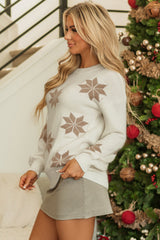 White Snowflake Christmas Tunic Sweater Sweaters JT's Designer Fashion