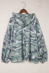 Green Long Sleeve Camo Print Oversize Hoodie Sweatshirts & Hoodies JT's Designer Fashion
