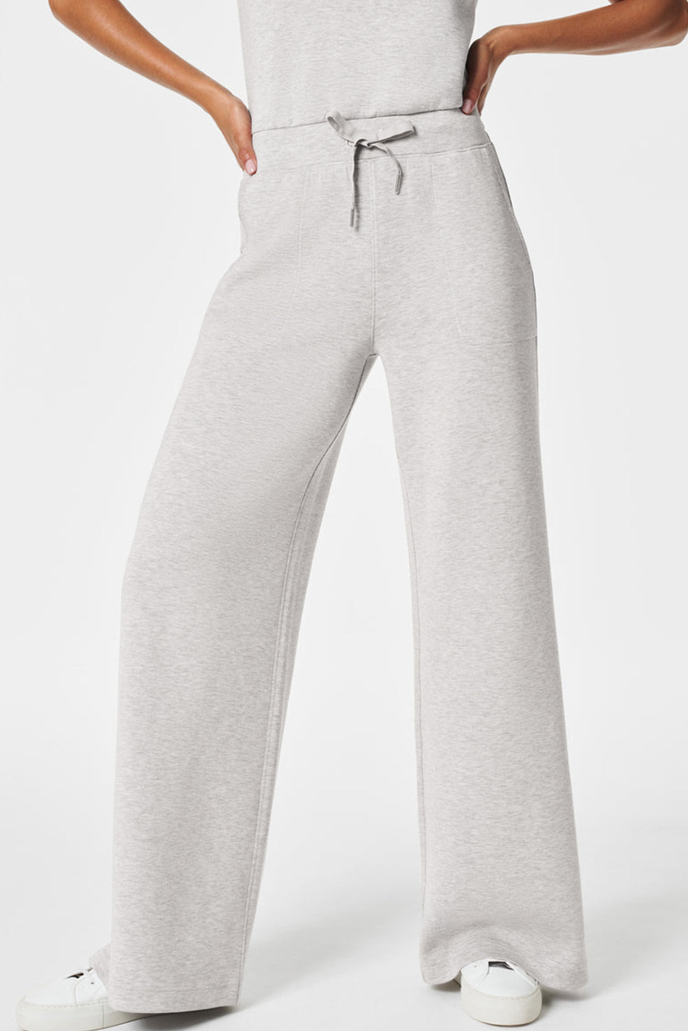 Light Grey Solid Color Crew Neck Drawstring High Waist Sleeveless Jumpsuit Jumpsuits & Rompers JT's Designer Fashion