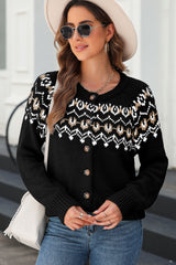 Black Western Fashion Abstract Printed Cardigan Sweater Cardigans JT's Designer Fashion