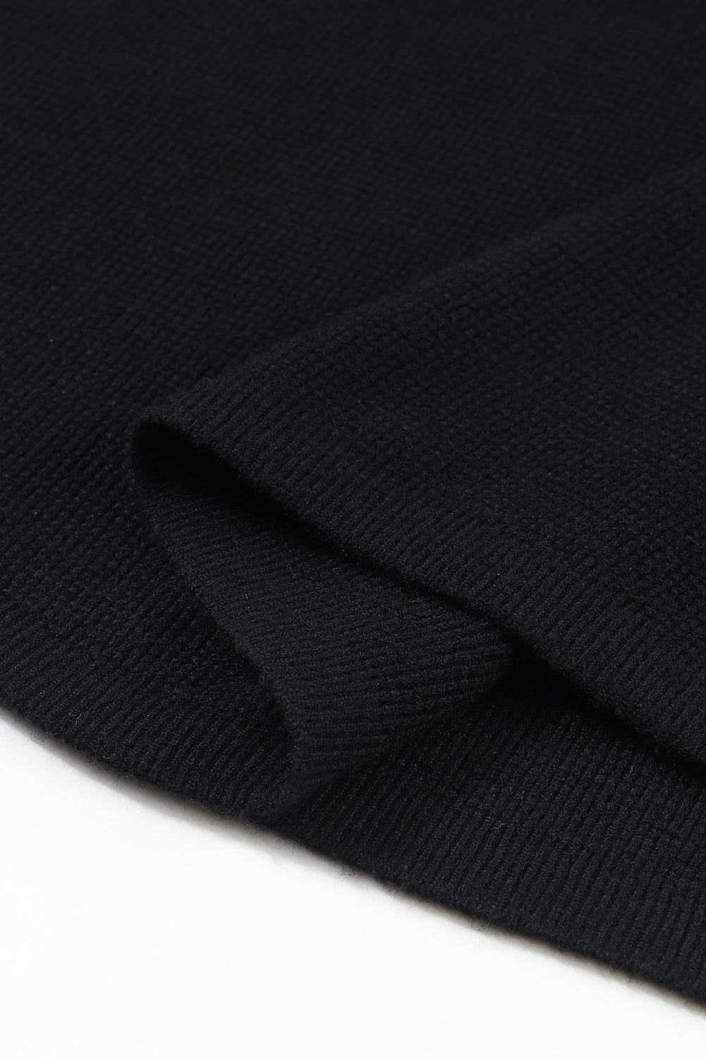 Black Striped Sleeve Plain Knit Sweater Sweaters JT's Designer Fashion