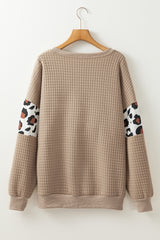Parchment Leopard Quilted Patchwork Crew Neck Sweatshirt Sweatshirts & Hoodies JT's Designer Fashion