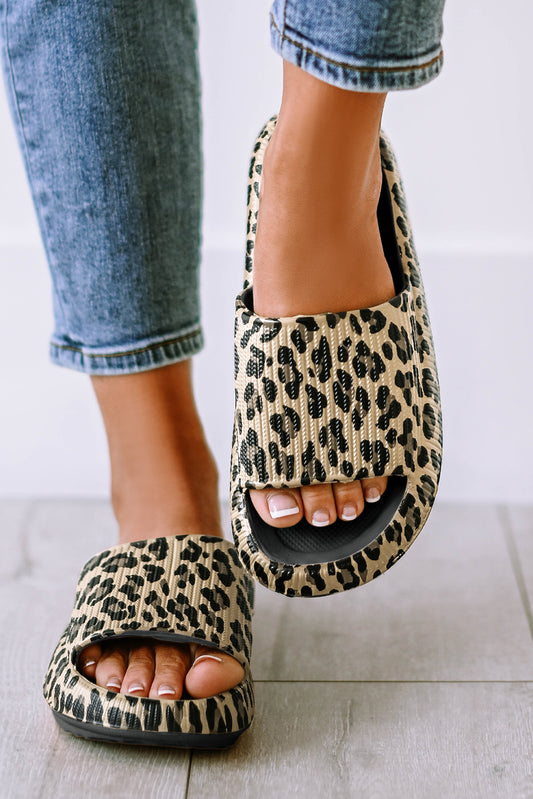 Black Print Thick Sole Slip On Slippers Slippers JT's Designer Fashion