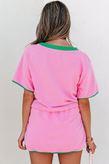Bonbon Colorblock Edge Drop Shoulder T Shirt and Skort 2Pcs Set Short Sets JT's Designer Fashion