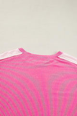 Bonbon Cable Knit Colorblock Exposed Seam Sweatshirt Sweatshirts & Hoodies JT's Designer Fashion