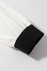 White Textured Colorblock V Neck Elegant Blouse Blouses & Shirts JT's Designer Fashion