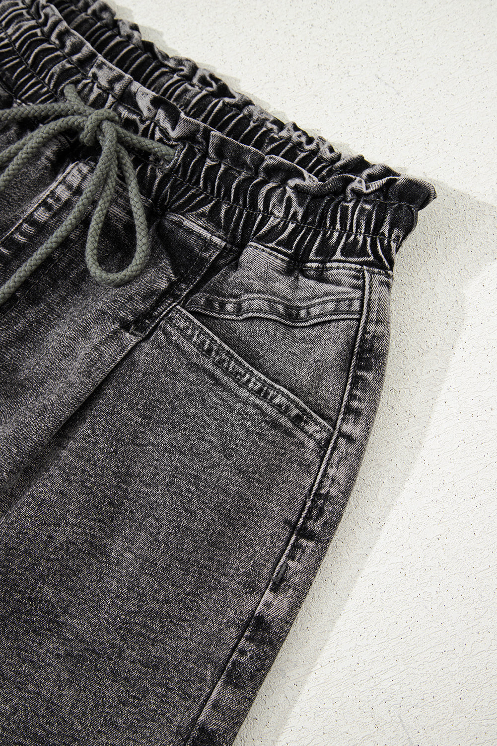 High-rise Drawstring High Waist Casual Denim Shorts with Pockets Denim Shorts JT's Designer Fashion