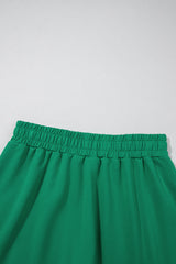 Sea Green Half Zip Puff Sleeve Top and Ruffled Shorts Set Short Sets JT's Designer Fashion