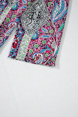 Red Paisley Print Open Front Kimono Kimonos JT's Designer Fashion