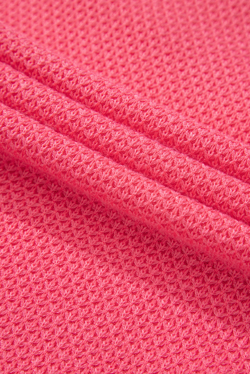 Peach Blossom Two Tone Contrast Waffle Knit Buttoned Loose Shacket Jackets JT's Designer Fashion
