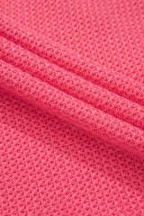 Peach Blossom Two Tone Contrast Waffle Knit Buttoned Loose Shacket Jackets JT's Designer Fashion