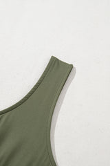 Four Leaf Clover Sleeveless Scoop Neck Flared Split Midi Dress Midi Dresses JT's Designer Fashion