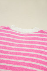 Multicolour Color Block Striped Patchwork Dolman Sleeve Slit Sweater Sweaters JT's Designer Fashion