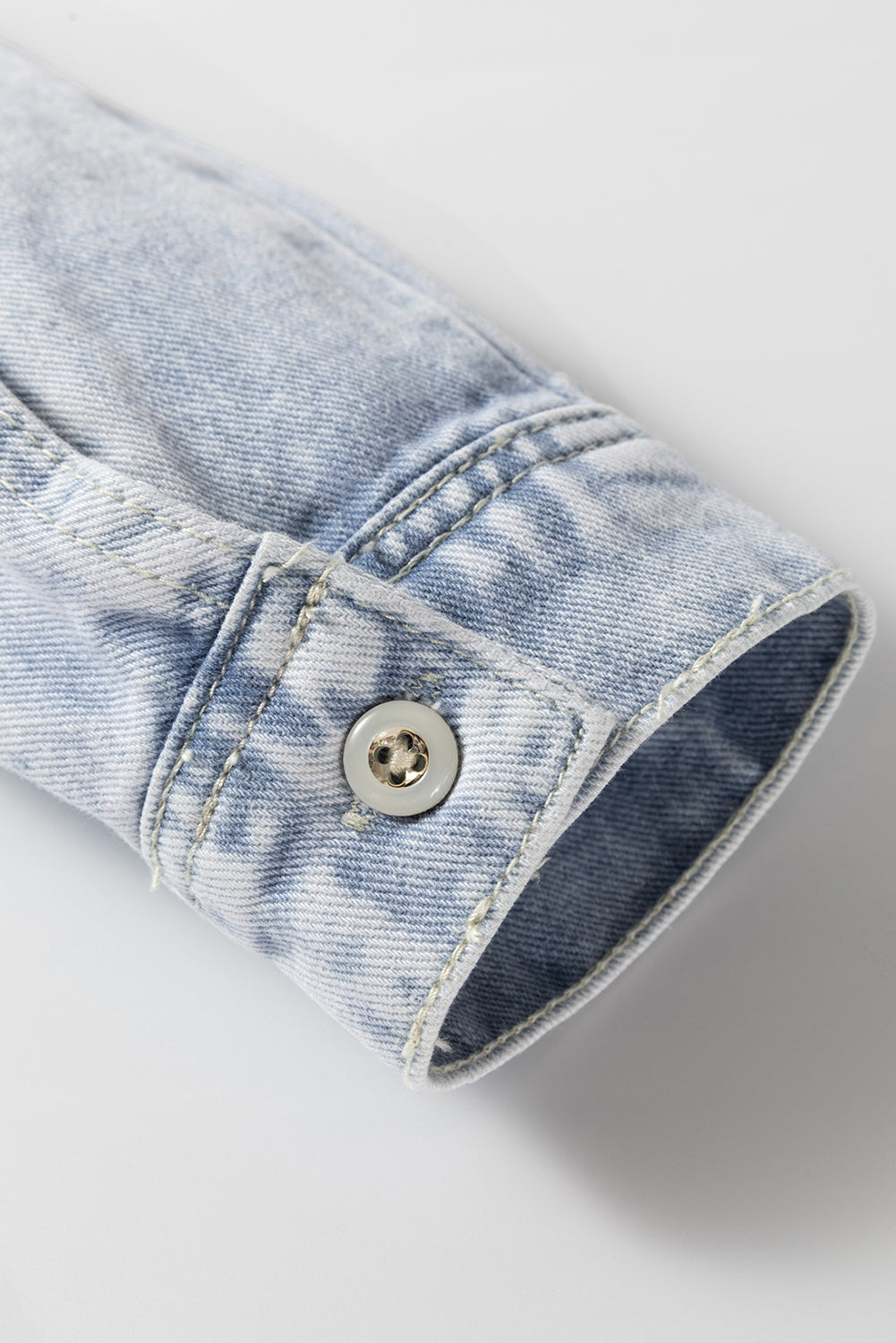 Beau Blue Long Sleeve Buttoned Chest Pocket Denim Shacket Denim Jackets JT's Designer Fashion
