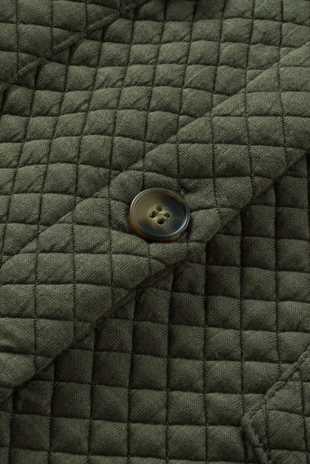 Green Retro Quilted Flap Pocket Button Shacket Jackets JT's Designer Fashion