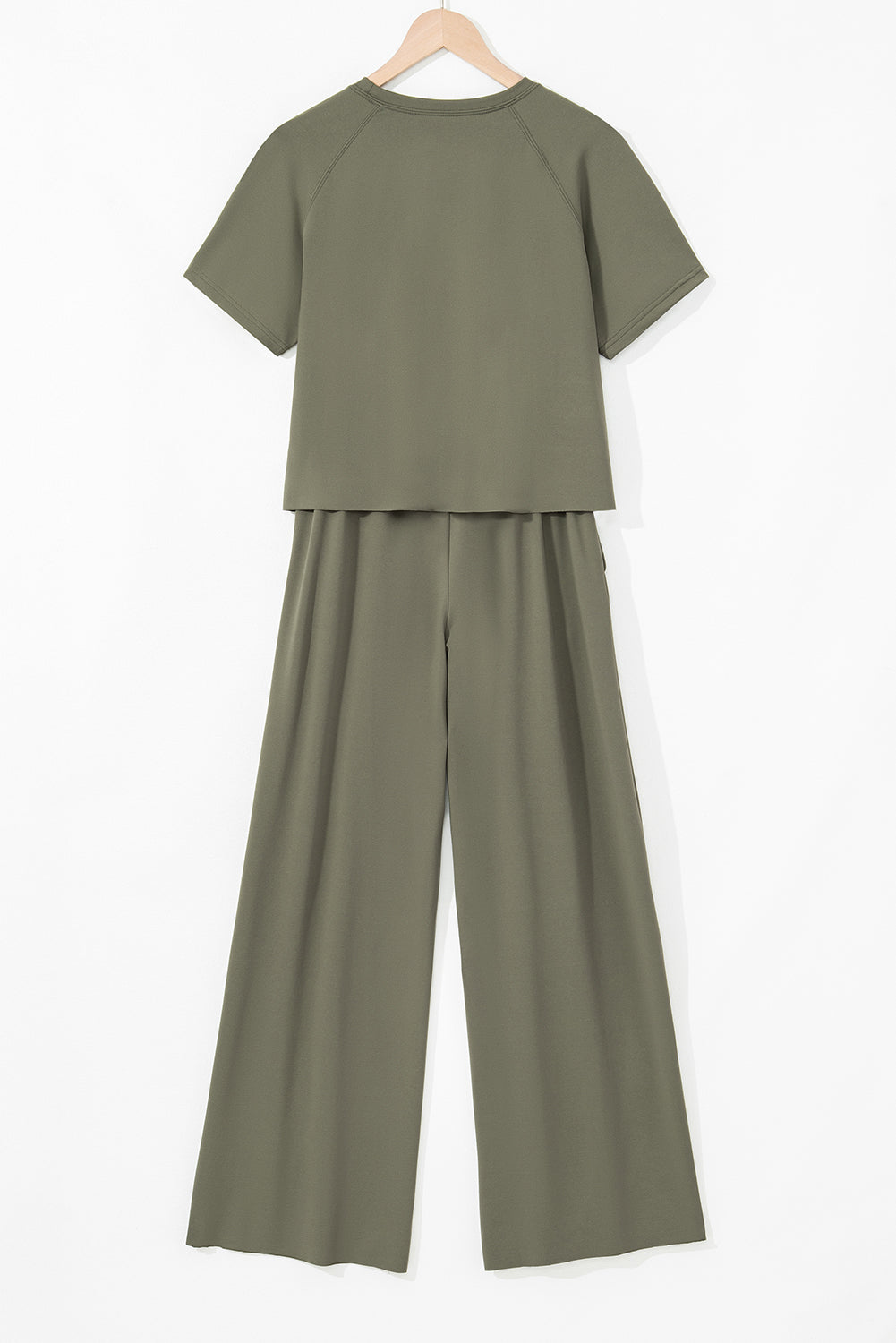Seagrass Raw Hem Loose Tee and Wide Leg Pants Set Pant Sets JT's Designer Fashion