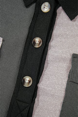 Gray Colorblock Ribbed Collared Oversized Sweatshirt Sweatshirts & Hoodies JT's Designer Fashion