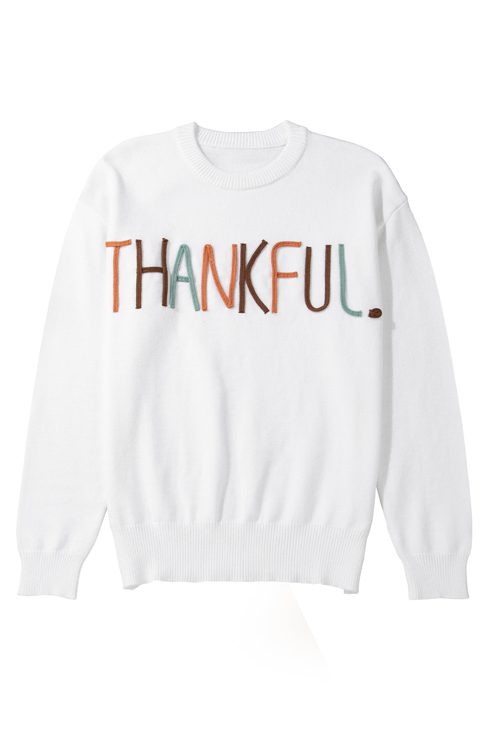 White Thankful Ivory Embroidered Sweater Sweaters JT's Designer Fashion