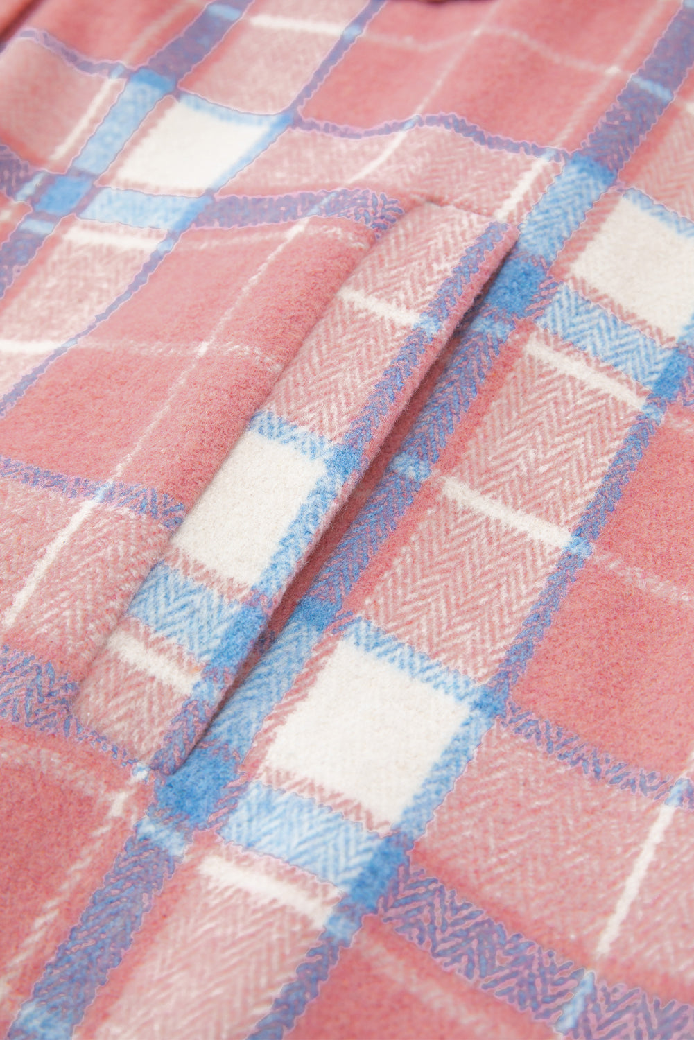 Pink Plaid Flap Pocket Button Up Shacket Plaid Shackets JT's Designer Fashion