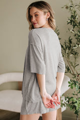 Gray Solid Color Loose Tee 2 Piece Shorts Set Short Sets JT's Designer Fashion
