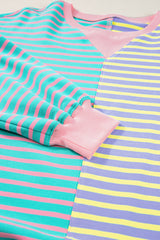 Casual Stripe Colorblock Drop Shoulder Oversize Sweatshirt Sweatshirts & Hoodies JT's Designer Fashion