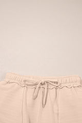 Apricot Textured V Neck T Shirt and Shorts Set Short Sets JT's Designer Fashion