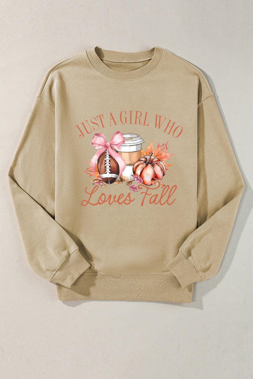Parchment Just a Girl Who Loves Fall Printed Sweatshirt Graphic Sweatshirts JT's Designer Fashion