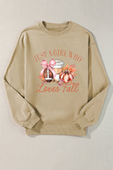 Parchment Just a Girl Who Loves Fall Printed Sweatshirt Graphic Sweatshirts JT's Designer Fashion