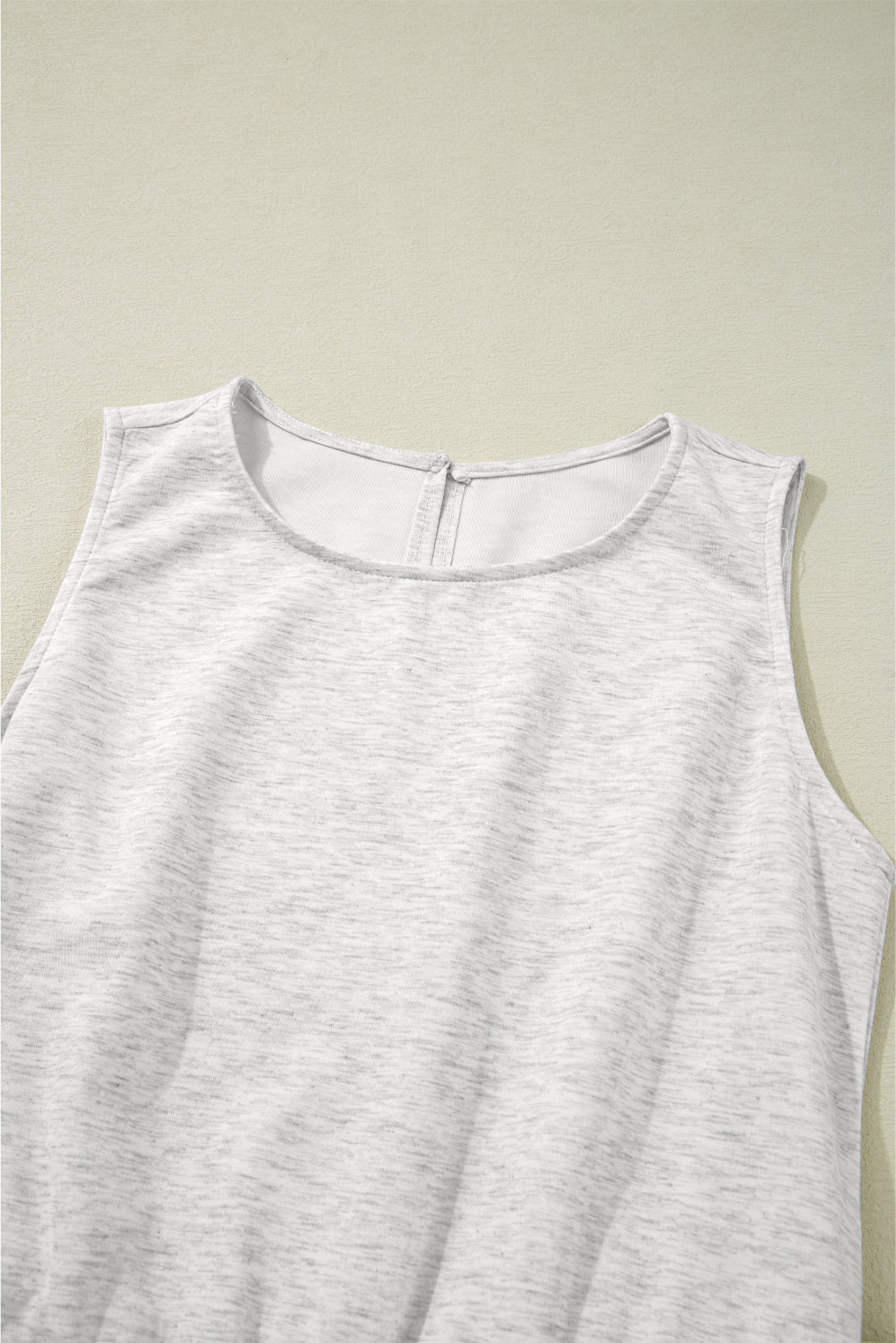 Light Grey Solid Color Crew Neck Drawstring High Waist Sleeveless Jumpsuit Jumpsuits & Rompers JT's Designer Fashion