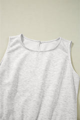 Light Grey Solid Color Crew Neck Drawstring High Waist Sleeveless Jumpsuit Jumpsuits & Rompers JT's Designer Fashion