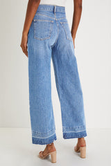 Dusk Blue Raw Hem Straight Leg Loose High Waist Jeans Jeans JT's Designer Fashion