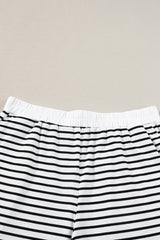 White Stripe Contrast Edge Tee and Shorts Set Short Sets JT's Designer Fashion