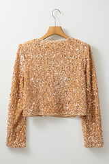 Golden Fleece Sequined Open Front Cropped Jacket Jackets JT's Designer Fashion