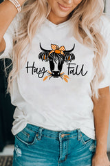 White Hay Fall Cow Head Graphic Tee Graphic Tees JT's Designer Fashion
