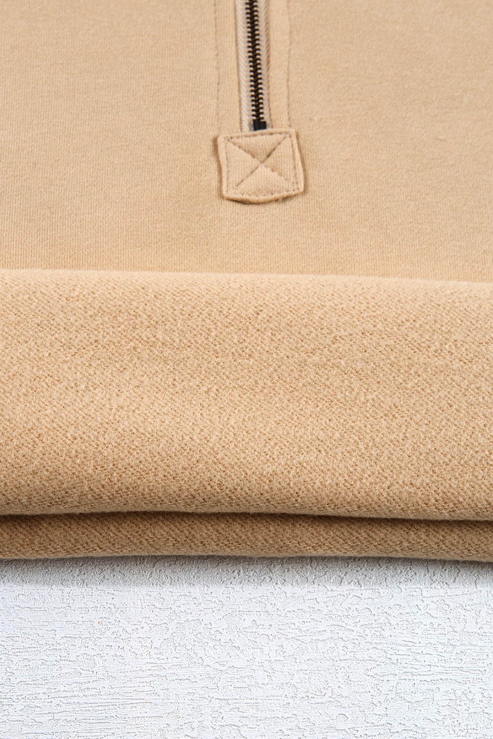 Parchment Fleece Lined Half Zipper Kangaroo Pockets Loose Hoodie Sweatshirts & Hoodies JT's Designer Fashion