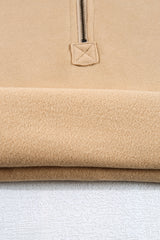 Parchment Fleece Lined Half Zipper Kangaroo Pockets Loose Hoodie Sweatshirts & Hoodies JT's Designer Fashion