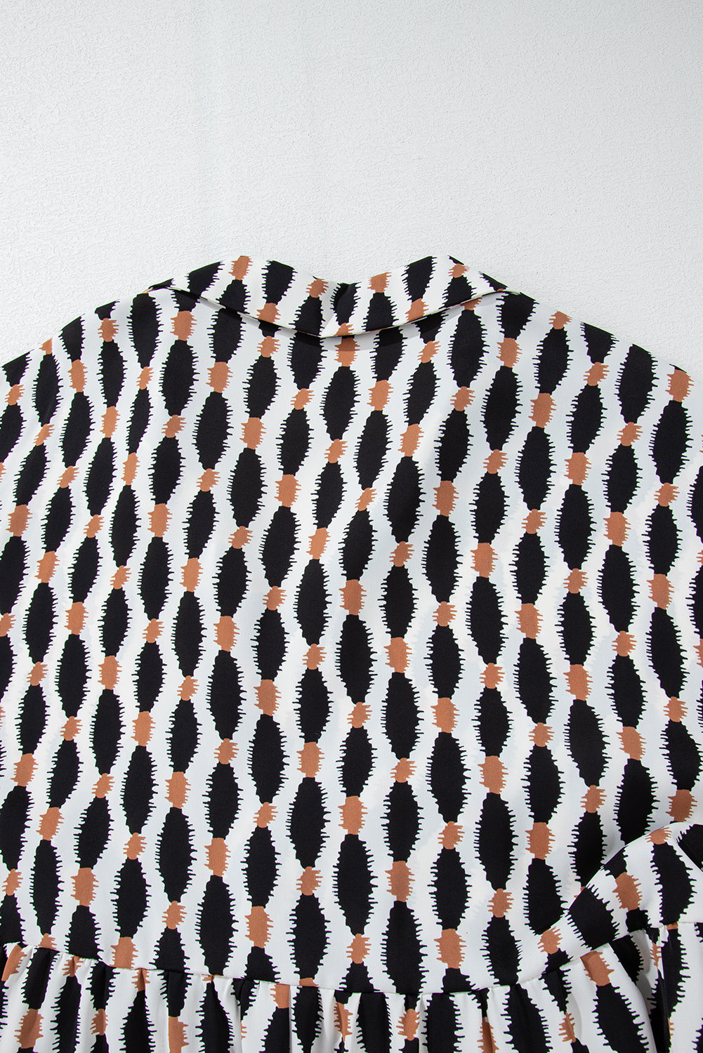 Apricot Geometric Print Collared V Neck Plus Size Mini Dress Plus Size Mini Dresses JT's Designer Fashion