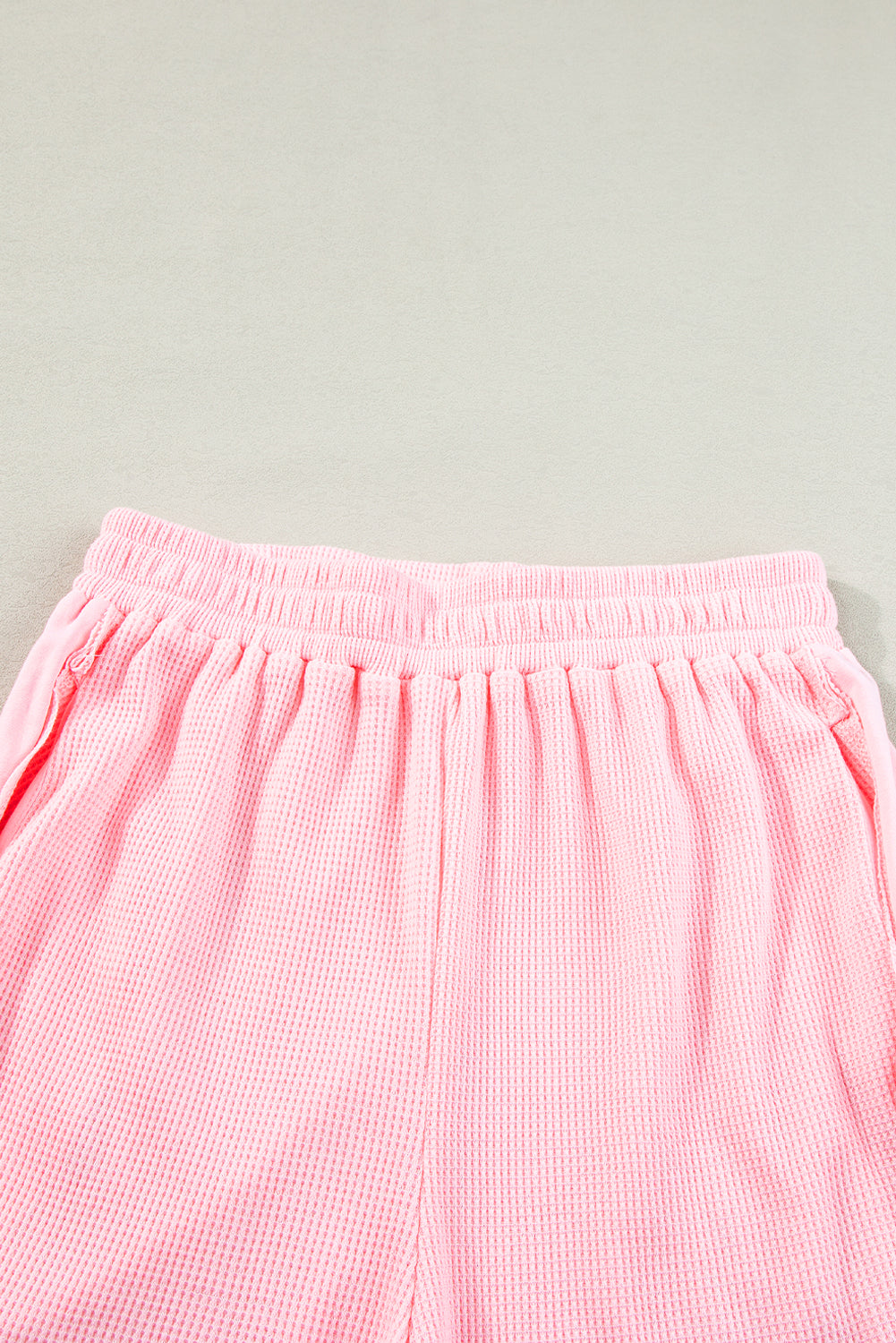 Light Pink Waffle Knit Oversize Tee and Shorts Set Short Sets JT's Designer Fashion
