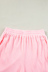 Light Pink Waffle Knit Oversize Tee and Shorts Set Short Sets JT's Designer Fashion
