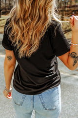 Black Chenille Pumpkin Patched Casual Cotton Blend T Shirt Graphic Tees JT's Designer Fashion