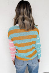 Jurassic Gold Color Block Striped Pullover Sweater Sweaters JT's Designer Fashion