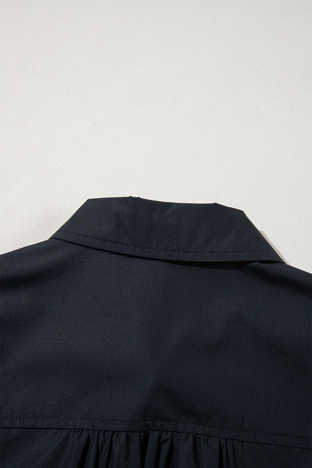 Black Button Up Tie Waist Puff Sleeve Mini Dress Mini Dresses JT's Designer Fashion